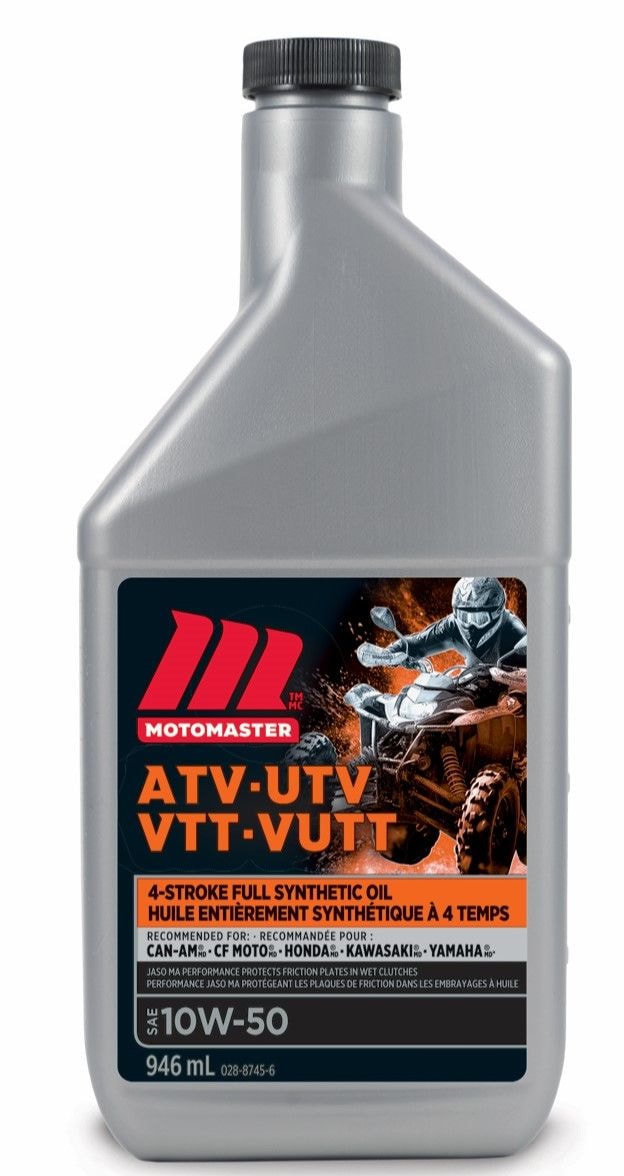 MotoMaster 4-Stroke Synthetic ATV/UTV Engine Oil 10W50, 946-mL D1