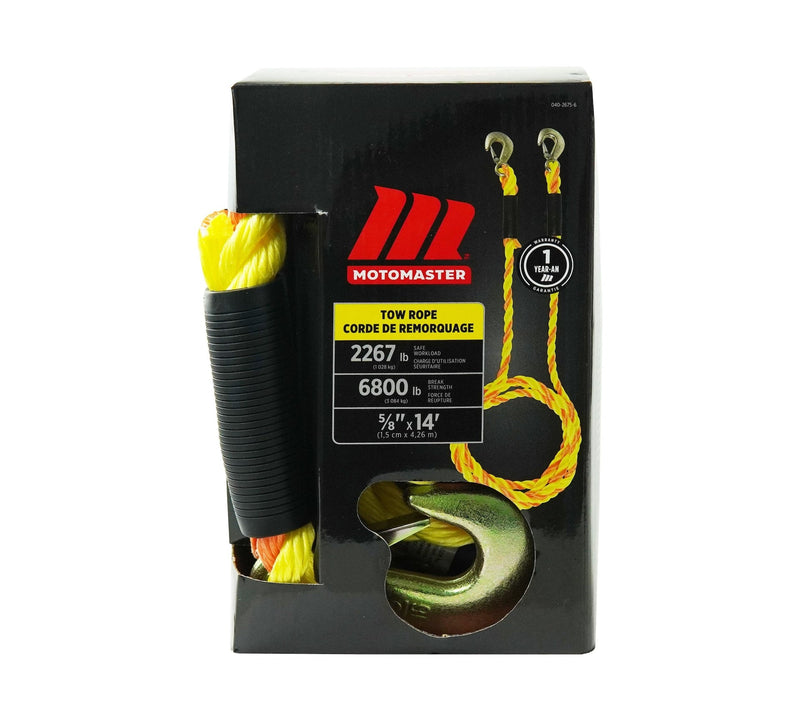 MotoMaster 6,800-lb Tow Rope, with Rust-Resistant Hooks, 5/8-in x 14-ft O6