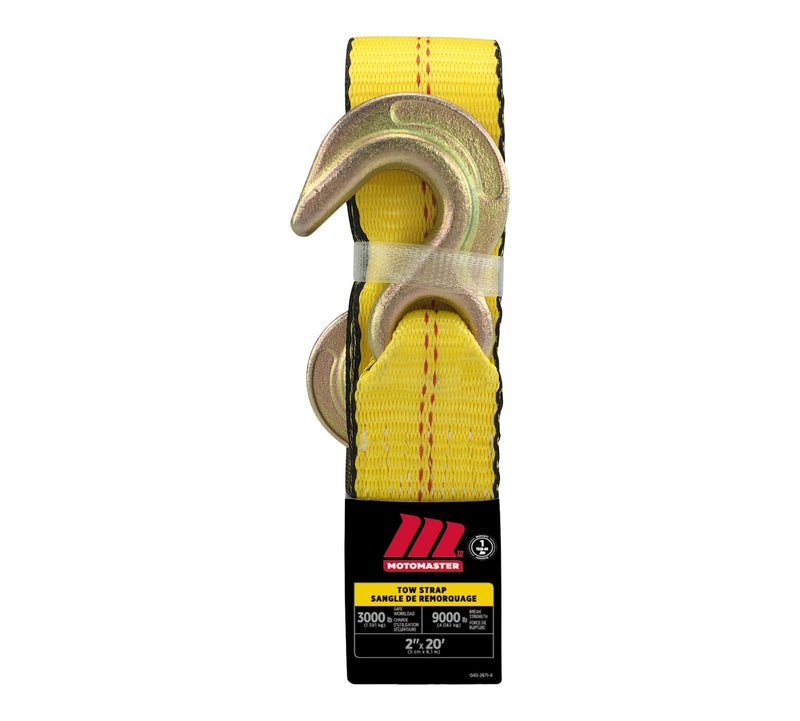 MotoMaster 9,000-lb Tow Strap with Rust-Resistant Hooks, 2-in x 20-ft U6