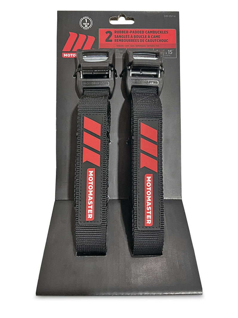 MotoMaster Rubber Padded Cam Buckle Tie Down Straps, 2-pk D8