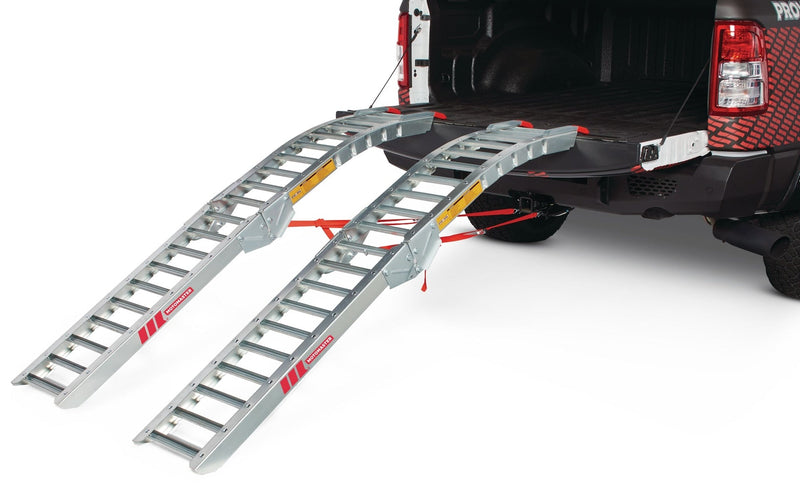 MotoMaster Steel Rung Folding Arched Loading Ramps Pair, Easy-To-Use, 84-in, 2-pc U6