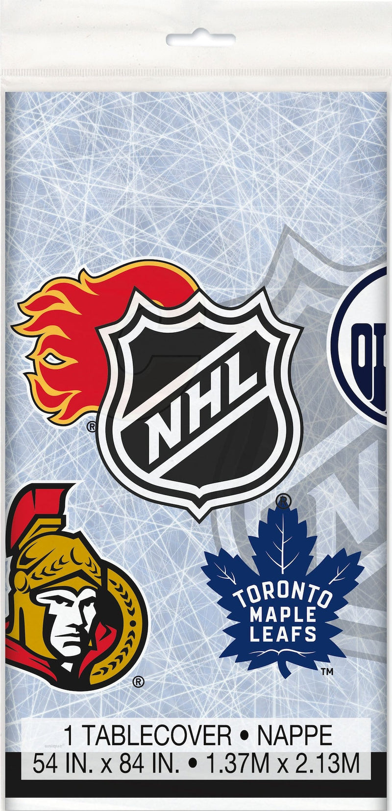 National Hockey League NHL Multi Team Rectangle Plastic Reusable Table Cover, Blue, 54x84-in, for Sports Party V6