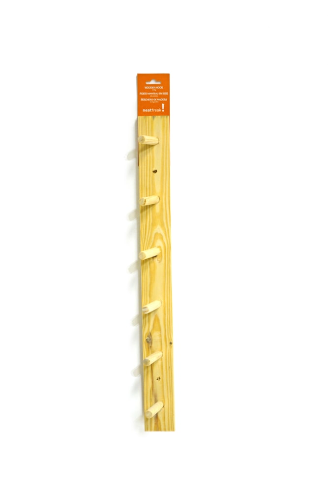 NeatFreak Wooden 6-Peg Hook, Natural, 24-in W4