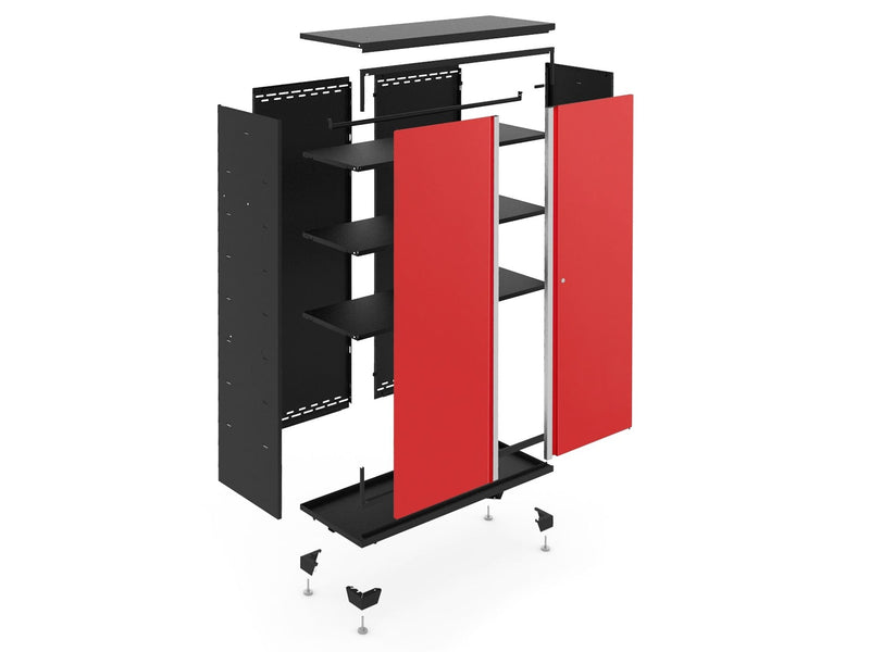 NewAge Bold Series 24-Gauge Steel RTA Storage Locker with 3 Shelves, Black/Red, 30-in R1