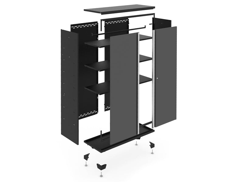 NewAge Bold Series Lockable 24-Gauge Steel RTA Storage Locker with 3 Shelves, Grey/Black, 36-in I9