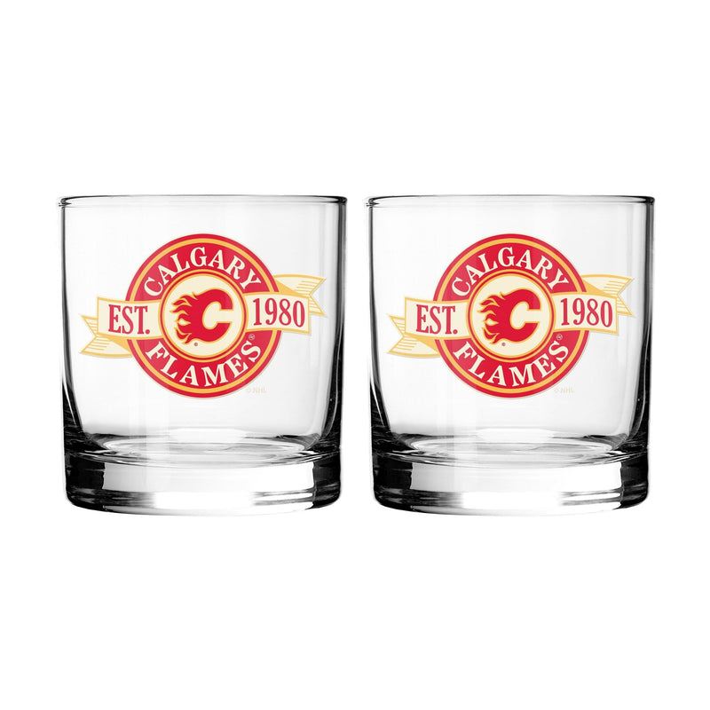 NHL Calgary Flames Hockey Rocks Glass, 2-pk X4