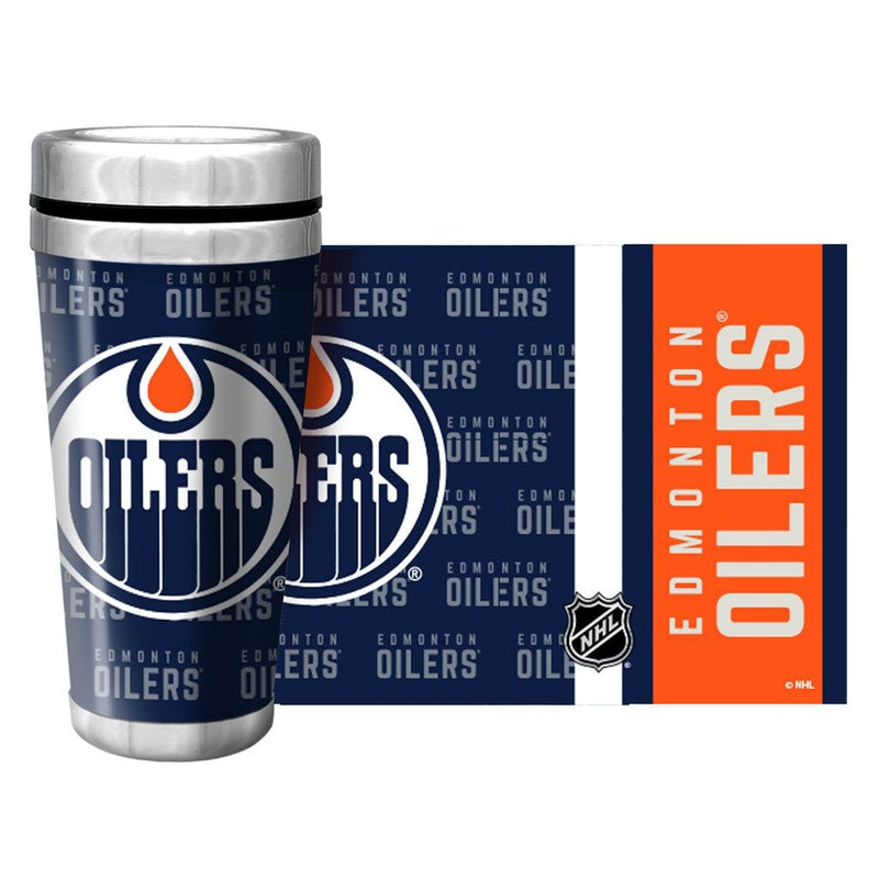 NHL Edmonton Oilers Full Wrap Wallpaper Travel Mug, 14-oz M3