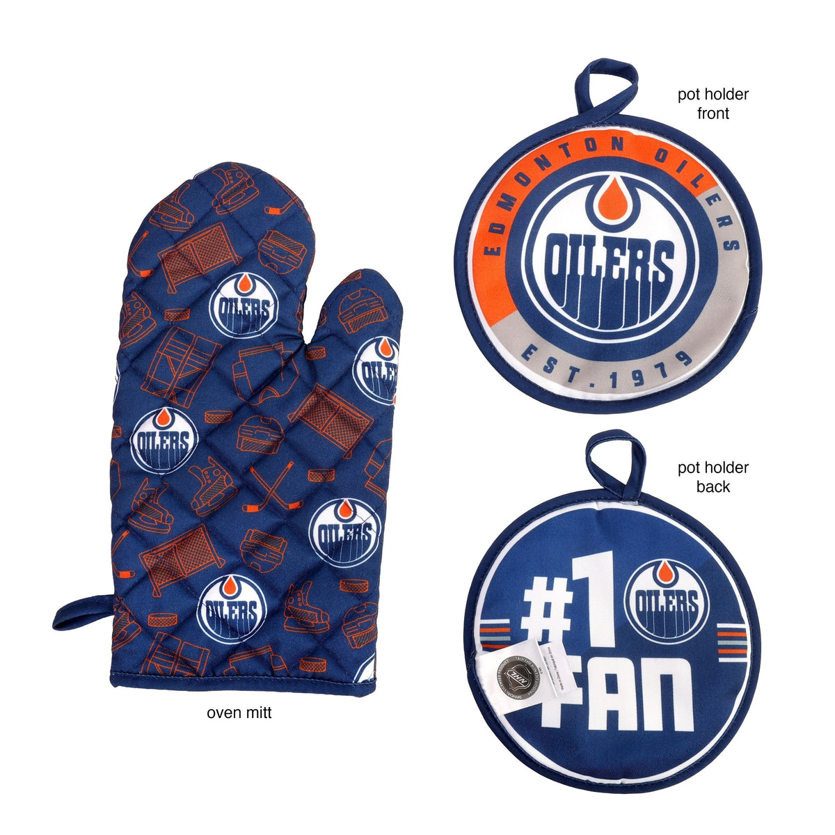 NHL Edmonton Oilers Kitchen Oven Mitt Pot Holder Set, 2-pc