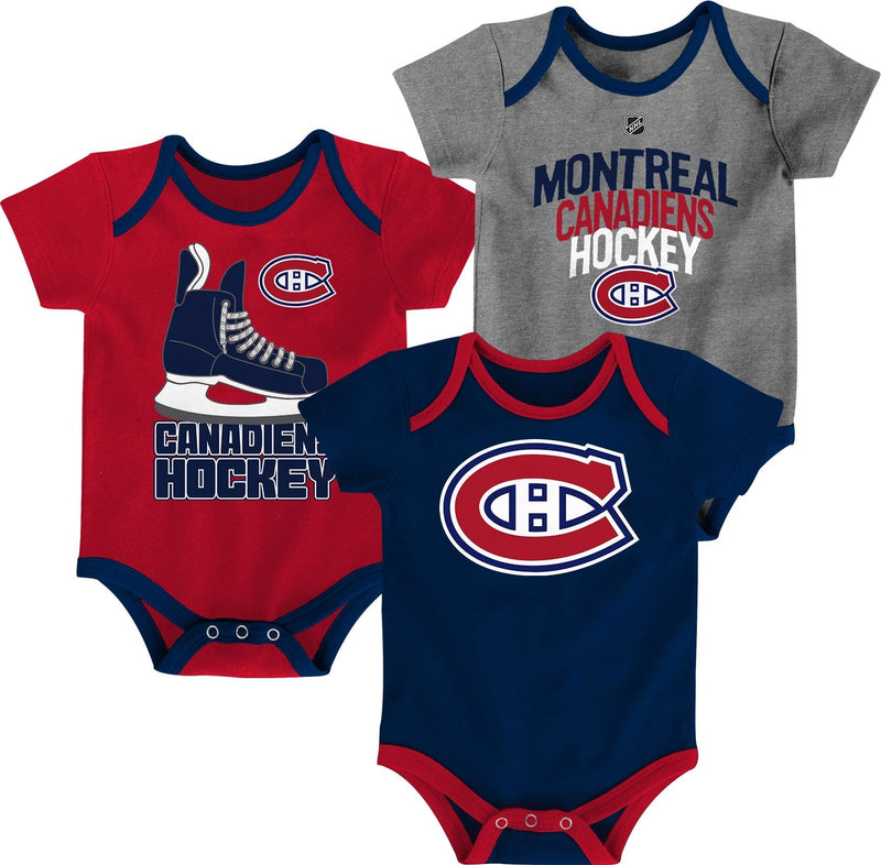 NHL Montreal Canadiens Infant/Baby Bodysuit Onesie, Red/Blue/Grey, 3-pk L9