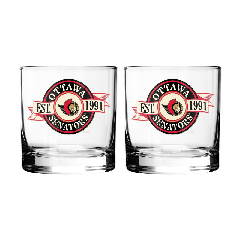 NHL Ottawa Senators Hockey Rocks Glass, 2-pk H0