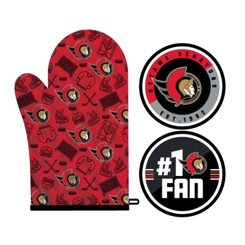 NHL Ottawa Senators Kitchen Oven Mitt Pot Holder Set, 2-pc M8