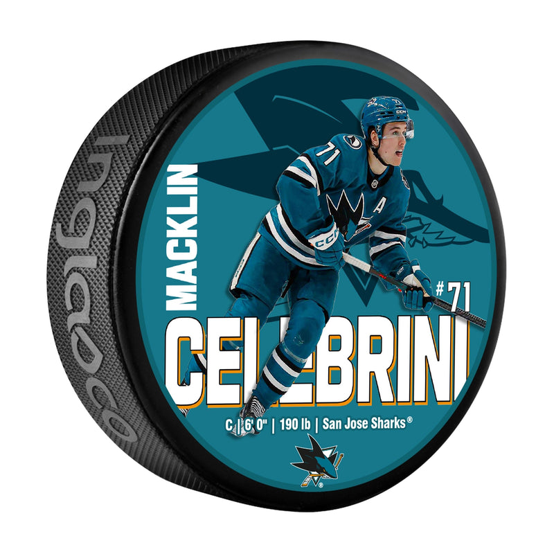 NHL San Jose Sharks Macklin Celebrini Hockey Puck, 6-oz A8