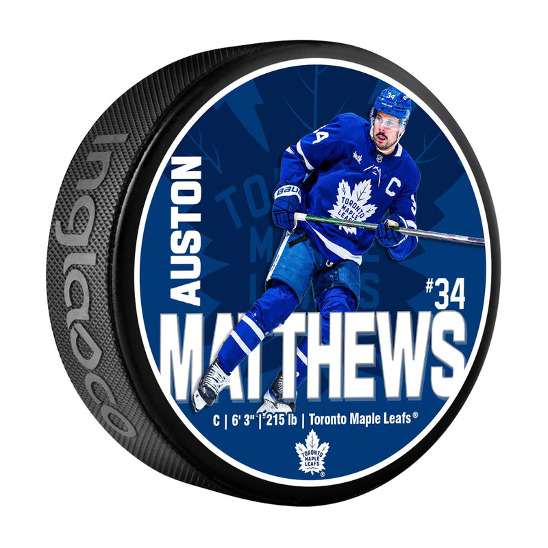 NHL Toronto Maple Leafs Auston Matthews Hockey Puck, 6-oz G1