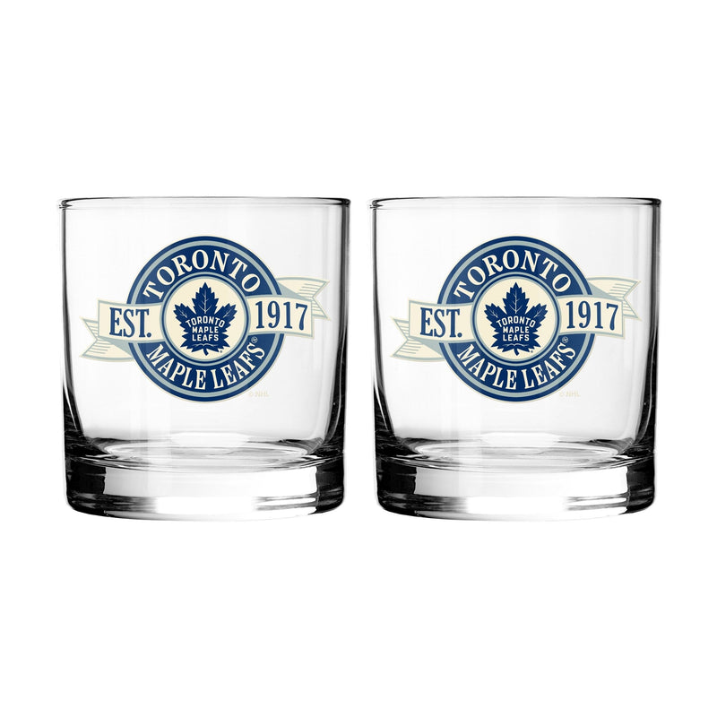 NHL Toronto Maple Leafs Hockey Rocks Glass, 2-pk M5
