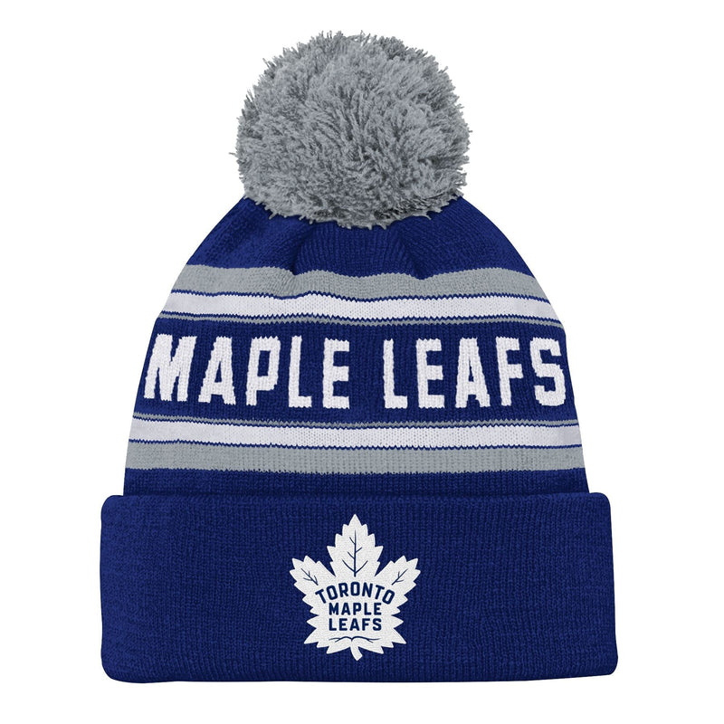 NHL Toronto Maple Leafs Jacquard Cuffed Knit Pom Toque, Youth A6