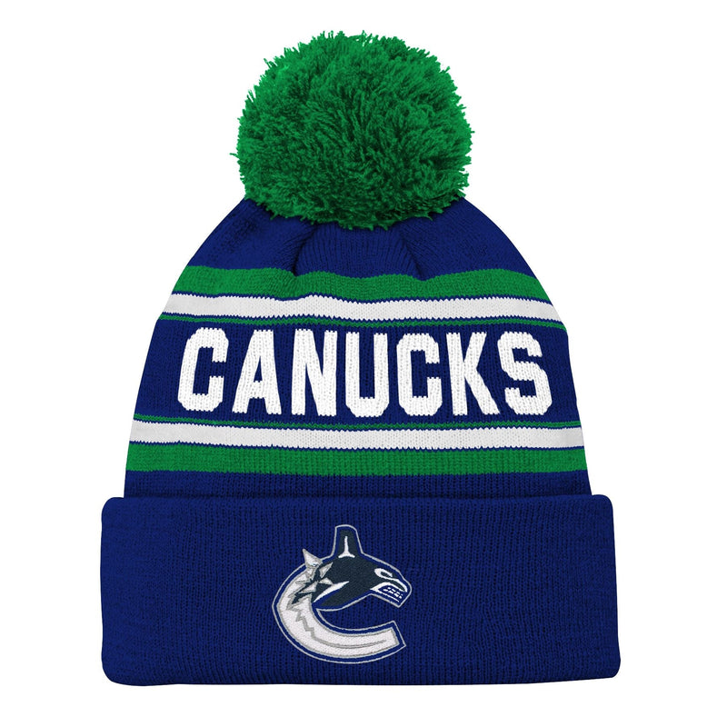 NHL Vancouver Canucks Jacquard Cuffed Knit Pom Toque, Youth V6
