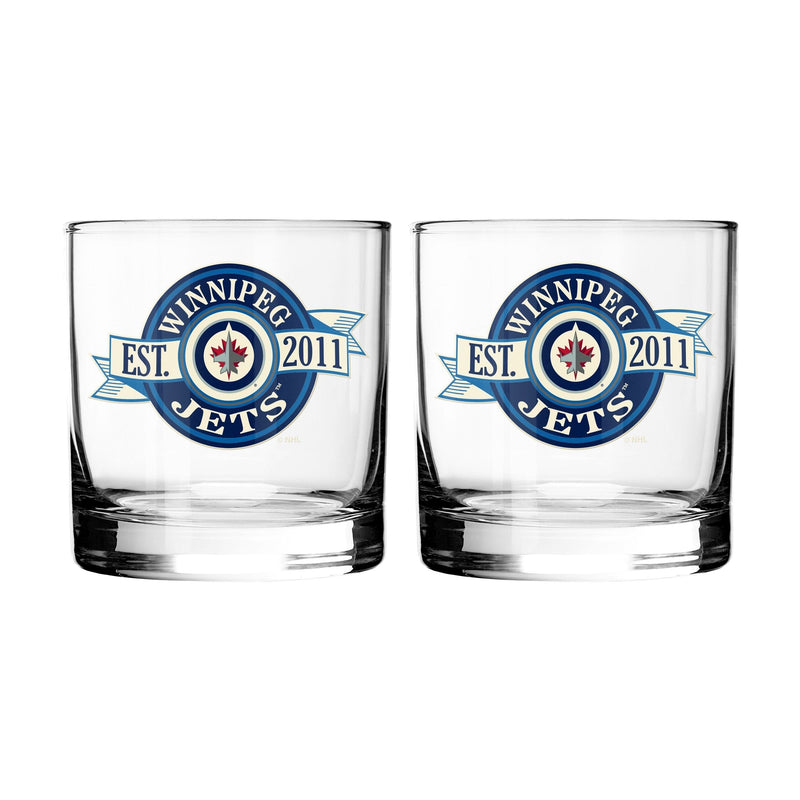 NHL Winnipeg Jets Hockey Rocks Glass, 2-pk F6