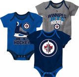 NHL Winnipeg Jets Infant/Baby Bodysuit Onesie, Blue/Grey/Navy Blue, 3-pk