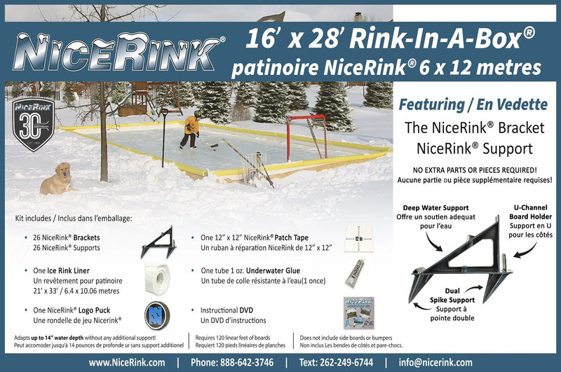 NiceRink Outdoor Ice Rink Kit, 16-ft x 28-ft E3