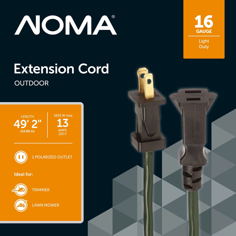 NOMA 16/2 Outdoor Extension Cord, Flexible, 1 Outlet, Green I4
