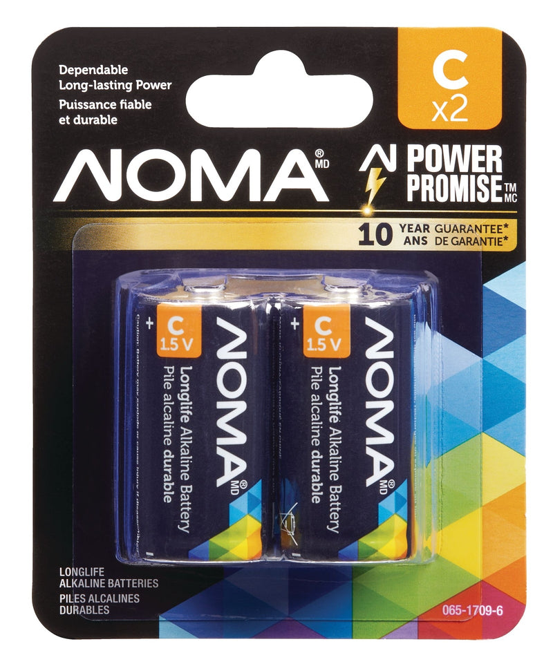 NOMA 2-pk C Alkaline Batteries, Long Lasting U6