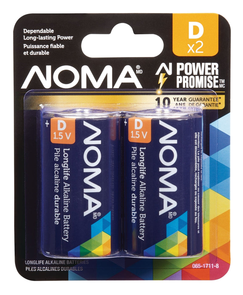 NOMA 2-pk D Alkaline Batteries, Long Lasting I1