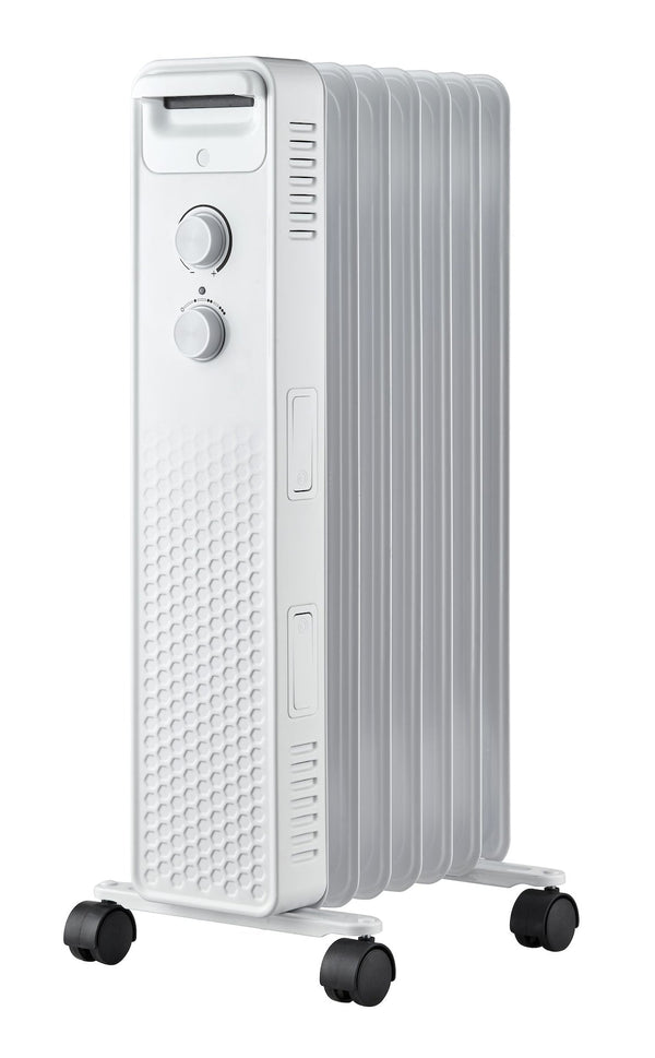 NOMA 3-Setting Mechanical Oil Filled Heater with Adjustable Thermostat, Castors & Handle, 1500W, White T5