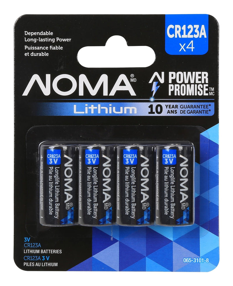 NOMA 4-pk CR123 3V / 3 Volt Lithium Photo Batteries, Long Lasting B3