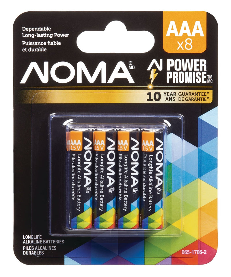 NOMA 8-pk AAA Alkaline Batteries, Long Lasting, All Purpose C7