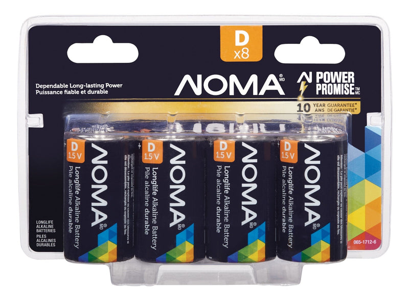 NOMA 8-pk D Alkaline Batteries, Long Lasting D3
