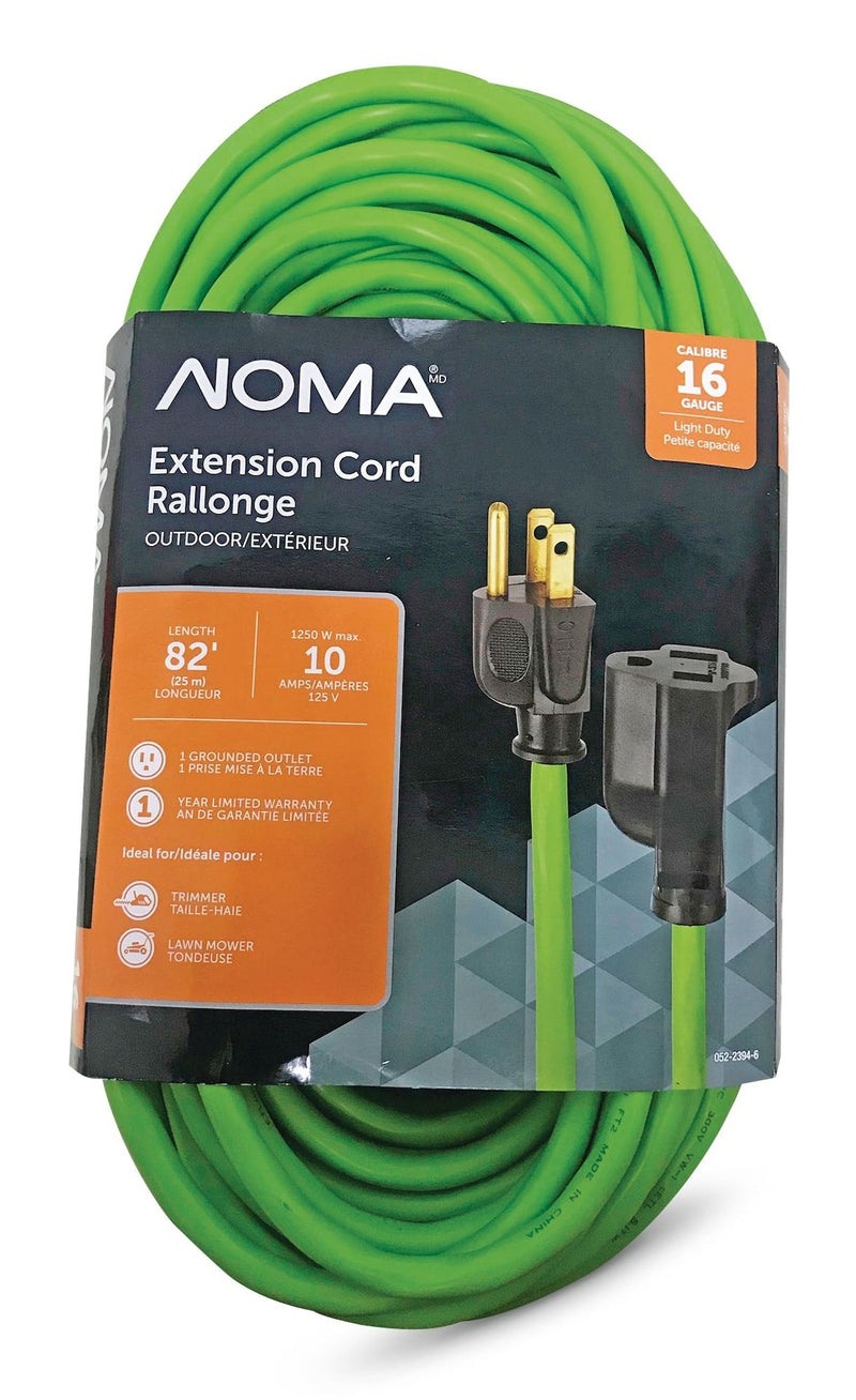 NOMA 82-ft 16/3 Outdoor Extension Cord with Grounded Outlet, Lime Green T9