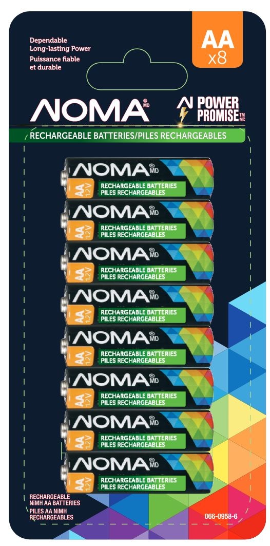 Noma AA Ni-MH Rechargeable Battery, 8-pk K0