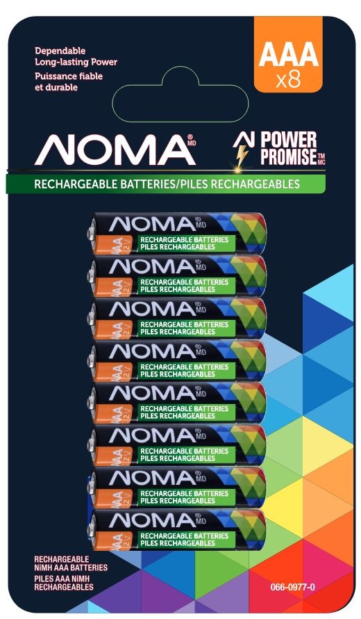 Noma AAA Ni-MH Rechargeable Battery, 8-pk X8