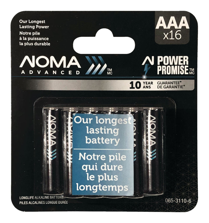 NOMA Advanced 16-pk AAA Alkaline Batteries, Long Lasting, All Purpose U7