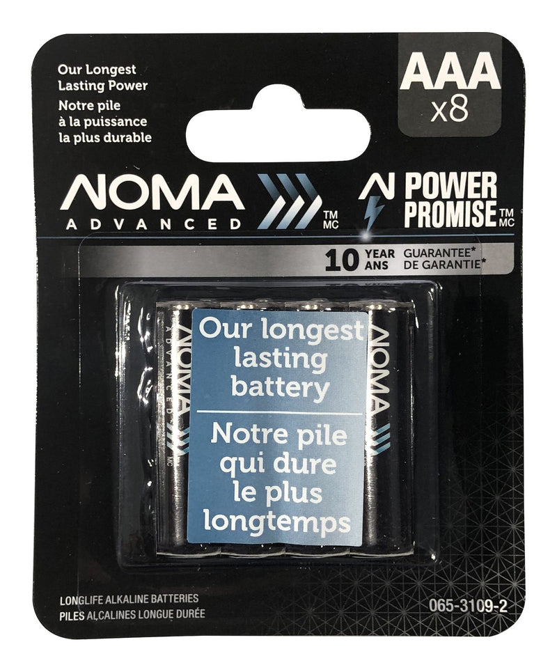 NOMA Advanced 8-pk AAA Alkaline Batteries, Long Lasting, All Purpose L1