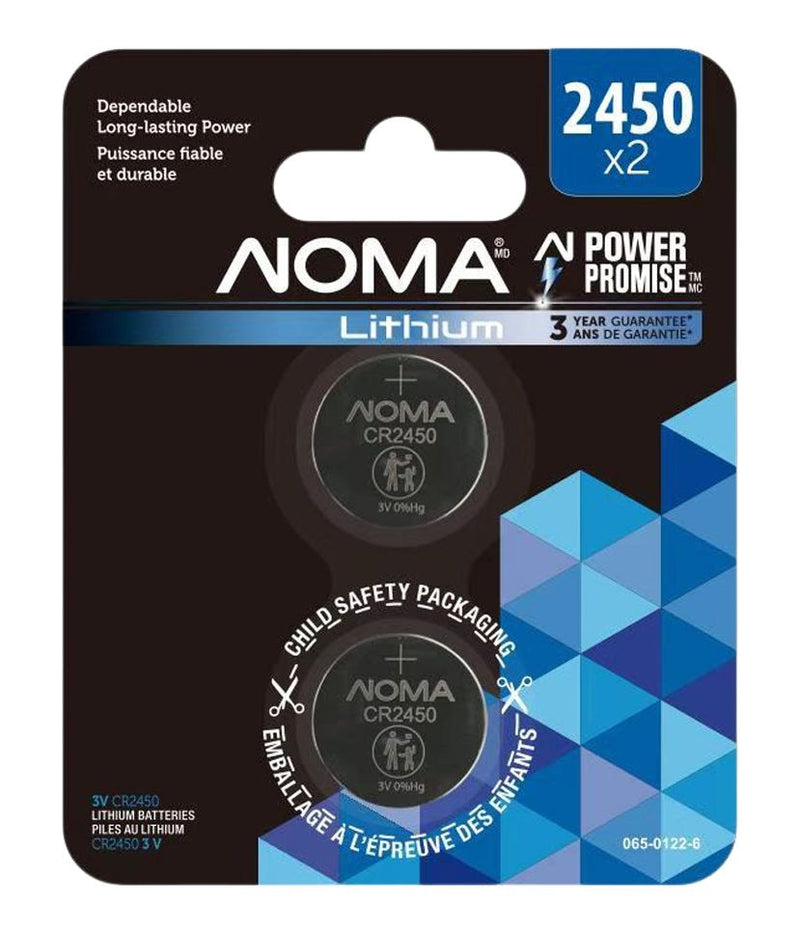 Noma CR2450 Lithium Battery, Long-Lasting Power, 2-pc Y7