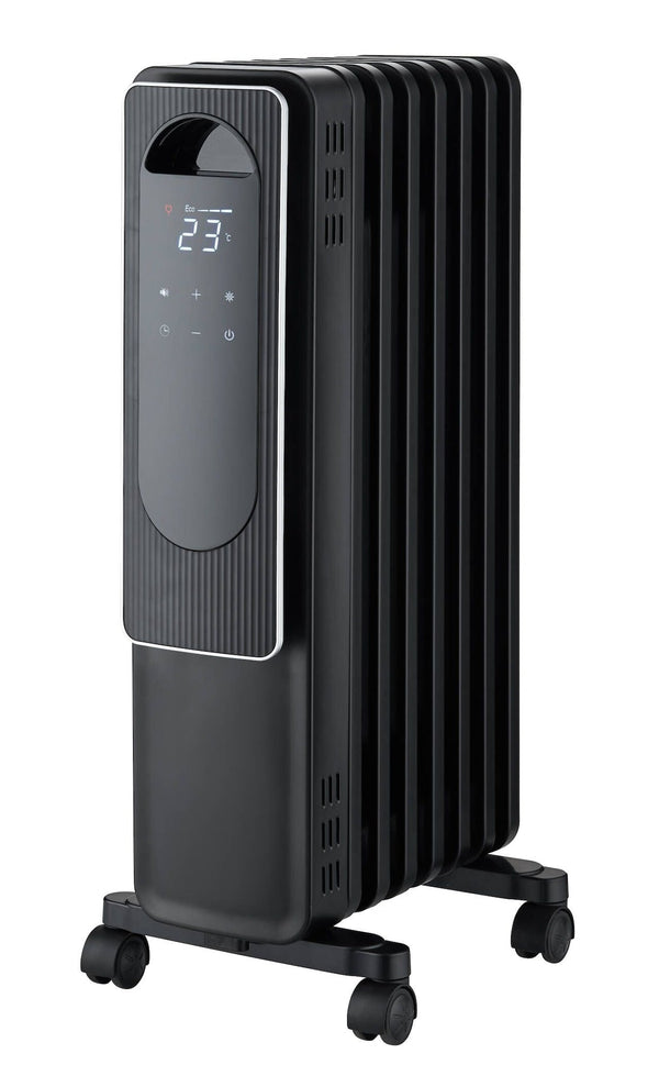 NOMA Digital Electric Oil-Filled Radiator Heater with Remote Control, 1500W, Black X9