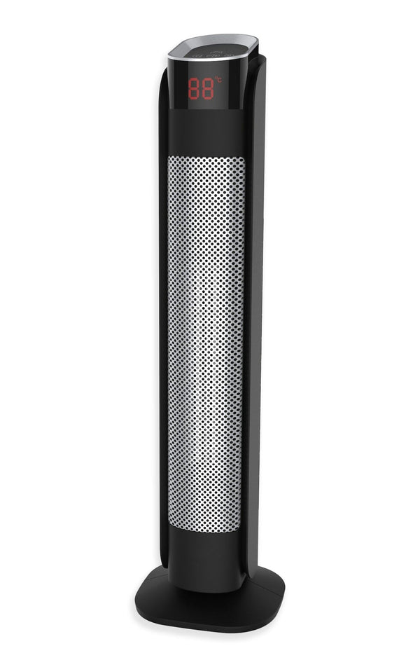 NOMA Oscillating Tower Ceramic Heater withRemote Control & Thermostat, 1500W, Black, 30-in A8