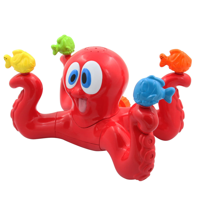 Octopus Spinning Sea Splash Water Sprinkler, Red, 5.5-in, Ages 3+, for Beach/Pool Fun Activities N1