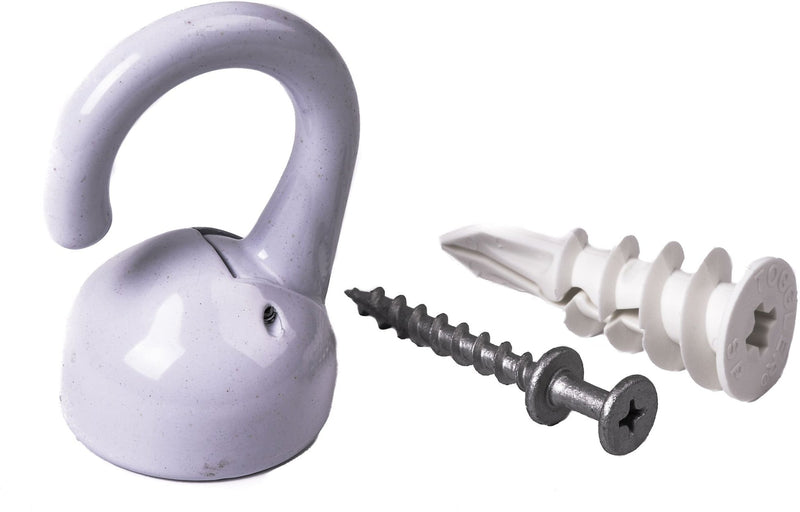 OOK Elephant Ceiling Hook, 360 Swivels, Tool-Free, 100-lb Capacity, White G0