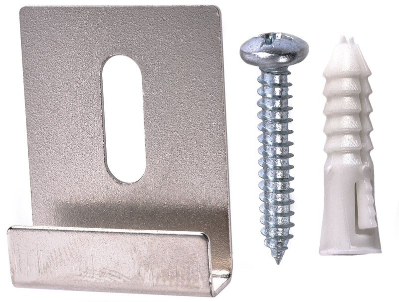 OOK Wide-Channel Mirror Clip, For Frameless Mirrors, Steel Construction, 20-lb Capacity, Silver, 4-pk Z9