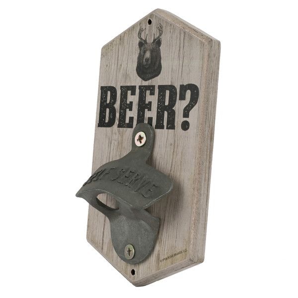 Open Road Brands "Beer" Bear Decorative Bottle Opener, Wood/Metal, Brown T1