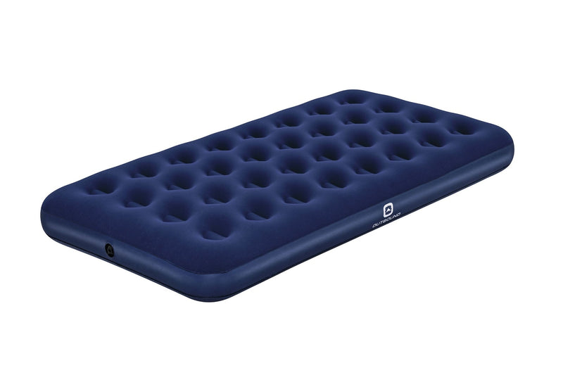 Outbound Flocked Top Twin Single-High Inflatable Air Mattress/Airbed with Repair Kit, Blue T3