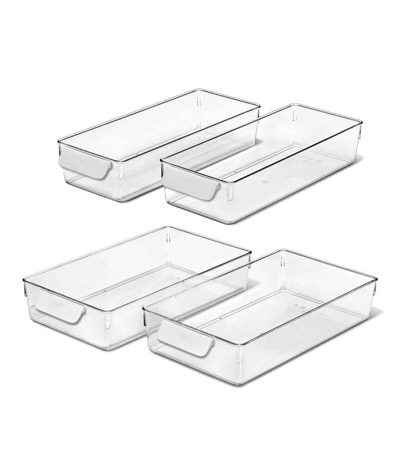 OXO Good Grips 4-Piece Refrigerator Storage Bin Set, Clear O6