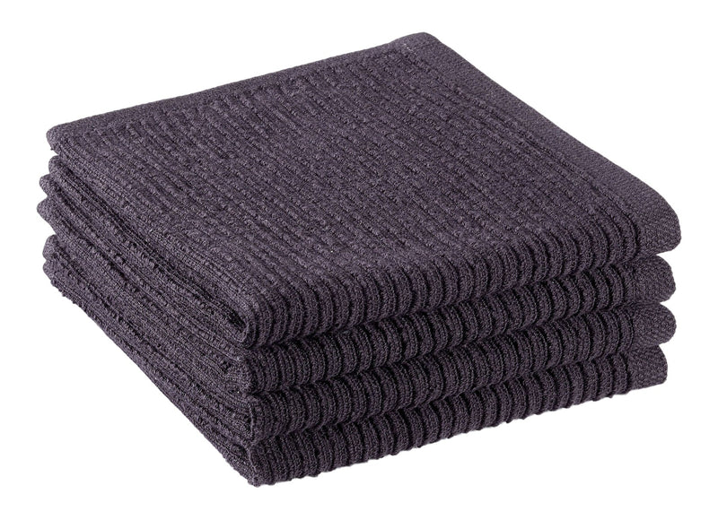 PADERNO All-Purpose Ribbed Cotton Terry Square Dish Cloths, Black, 4-pk R2