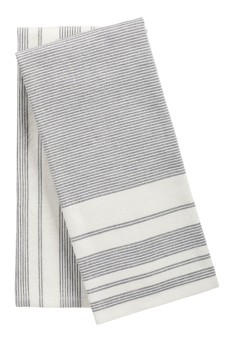 PADERNO All-Purpose Striped Cotton Terry Kitchen Towels, Grey, 2-pk P4