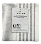 PADERNO All-Purpose Striped Cotton Terry Square Dish Cloths, Grey, 4-pk