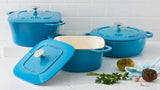 PADERNO Braiser, Durable Cast Iron, Oven Safe, Atlantic Blue, 5-qt