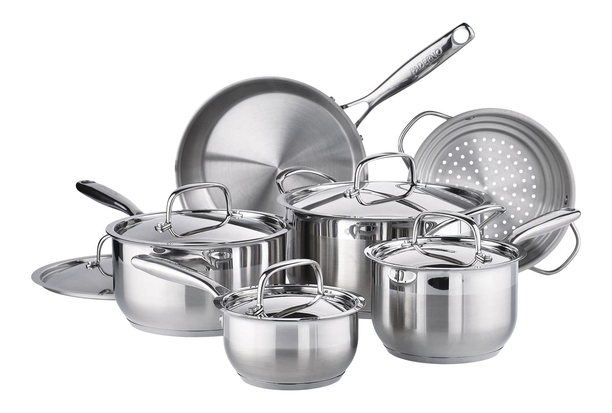 PADERNO Canadian Classic Stainless Steel Cookware Set, Dishwasher & Oven Safe, 11-pc