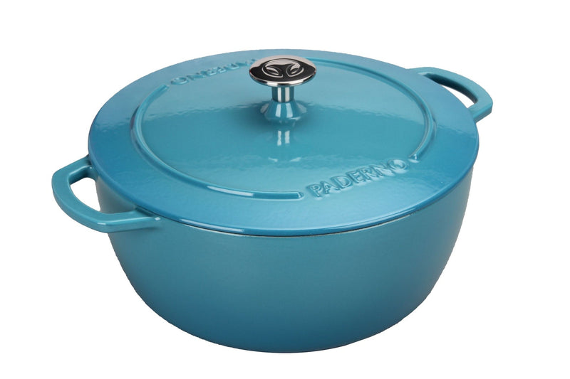 PADERNO Cast Iron Dutch Oven, Atlantic Blue, 6.6-L H2